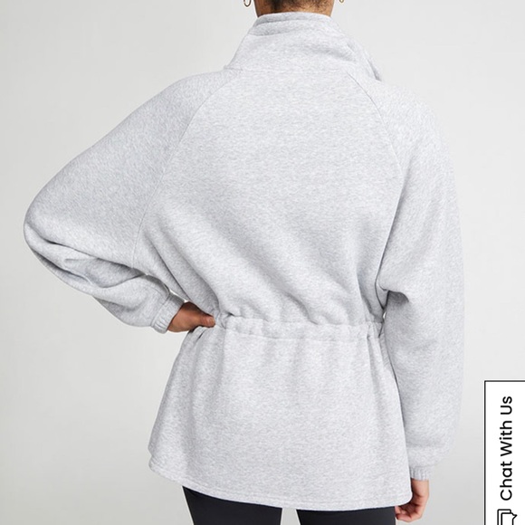 PacSun Winter Cinch Me Jacket XS Gray Soft Fleece Lined Full Zip Sweatshirt - Picture 2 of 15